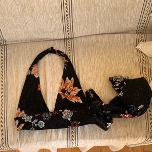 Pattern halter crop top